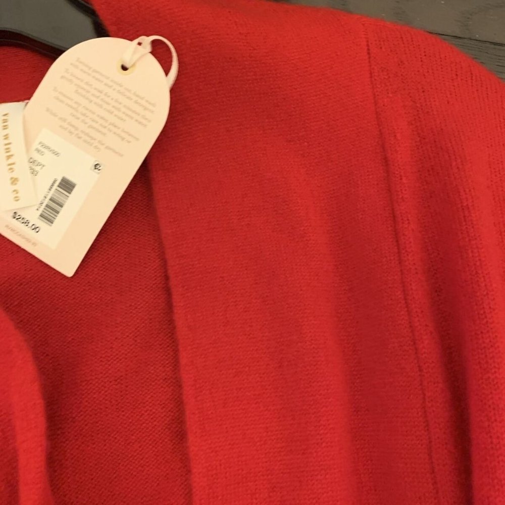 NWT Van Winkle & CO. WOMENS RED Cashmere SHAWL COLLAR ROBE - Picture 10 of 13